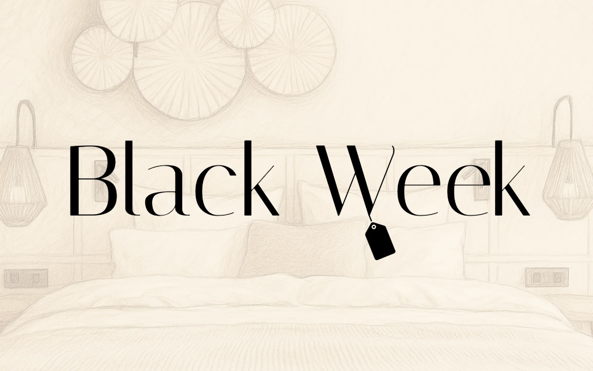 NILS am See: das Boutiquehotel am Neusiedler See Schlafzimmer mit Text Black Week und Preisschild